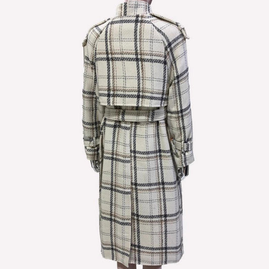 Abrigo de lana de otoño e invierno de alta calidad para mujer, largo y grueso.