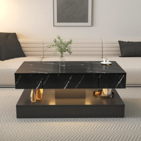 Mesa de centro LED de 17 cm de alto, moderna mesa de centro para sala de estar, mesas de salón, muebles grandes para sala de estar, luces LED