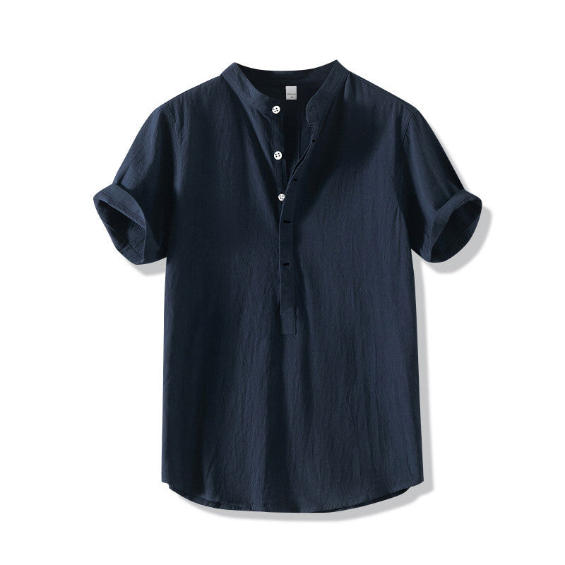 Camisa de lino estilo chino para hombre de verano