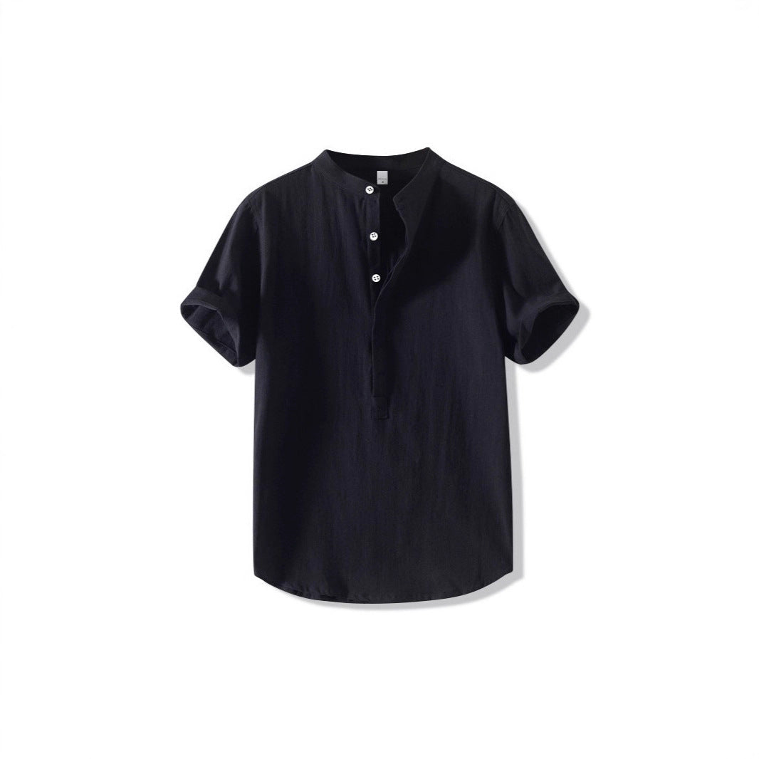 Camisa de lino estilo chino para hombre de verano