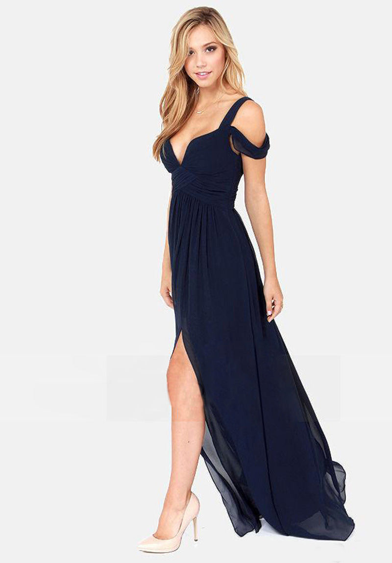 Vestido plisado elegante de estilo griego largo hasta el suelo