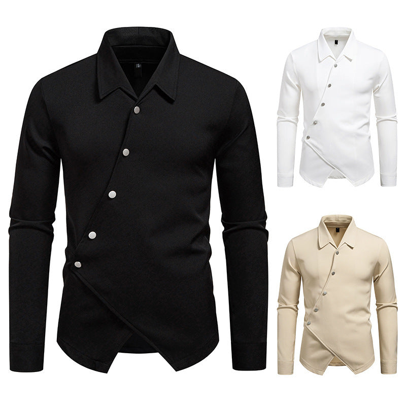Camisa Ruan Handsome con tapeta oblicua y diseño moderno de alta gama para hombre