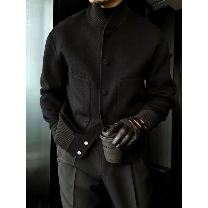 Chaqueta de abrigo moderna con cuello alto de color liso que combina con todo