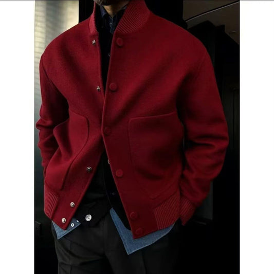 Chaqueta de abrigo moderna con cuello alto de color liso que combina con todo
