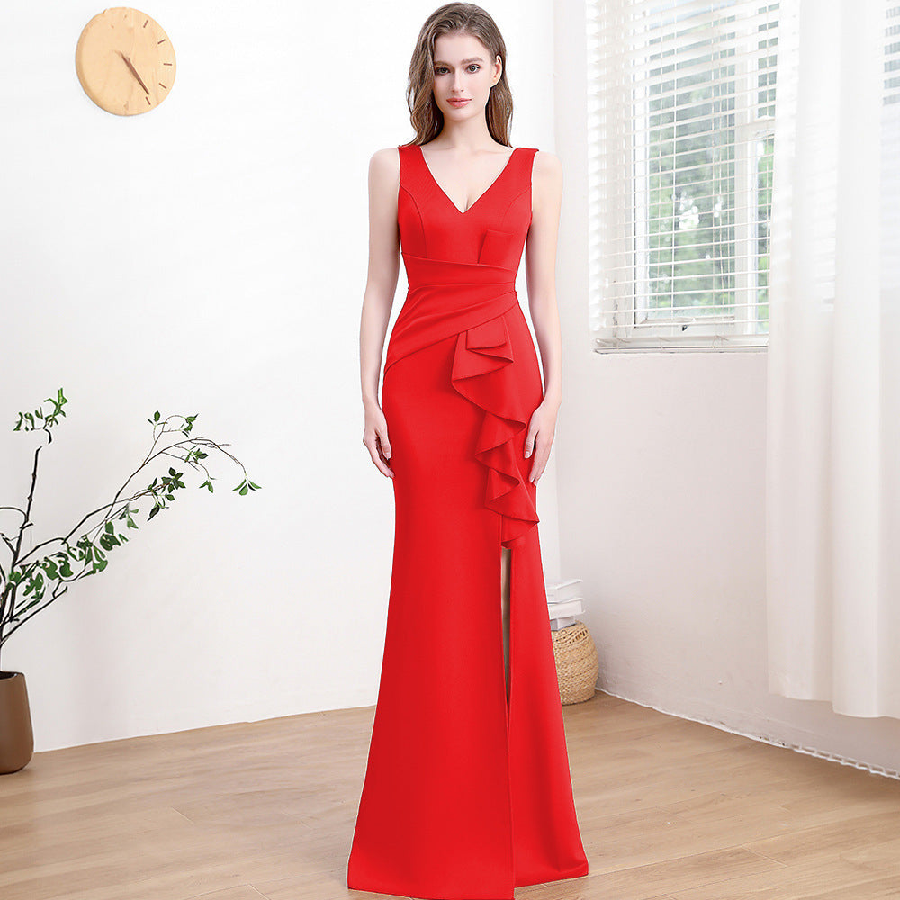 Vestido de noche para mujer de alta gama, elegante, sencillo y ligero, de lujo.