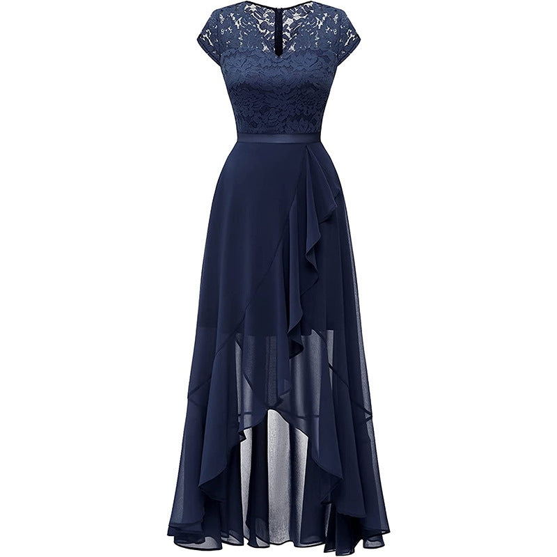 Nuevo y elegante vestido de fiesta de encaje, vestido de noche formal largo para mujer, vestido de dama de honor con bordado floral.