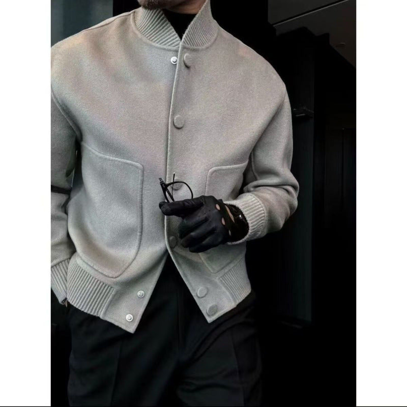 Chaqueta de abrigo moderna con cuello alto de color liso que combina con todo