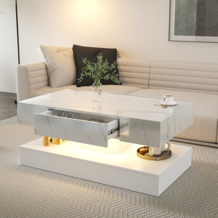 Mesa de centro LED de 17 cm de alto, moderna mesa de centro para sala de estar, mesas de salón, muebles grandes para sala de estar, luces LED