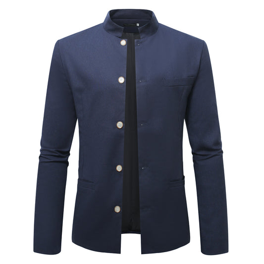 Abrigo informal estilo western de cuello alto para hombre, corte entallado