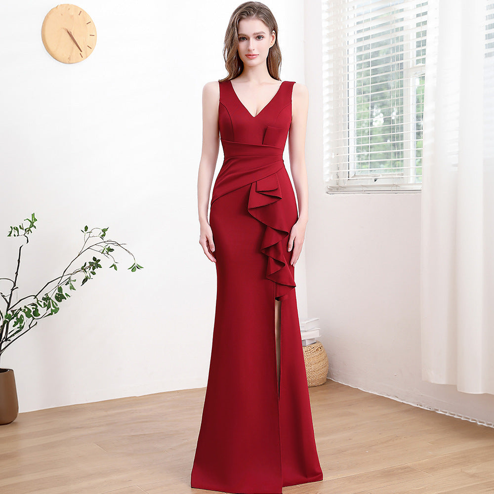 Vestido de noche para mujer de alta gama, elegante, sencillo y ligero, de lujo.