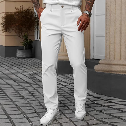 Pantalones de negocios de color liso para hombre, pantalones casuales y versátiles