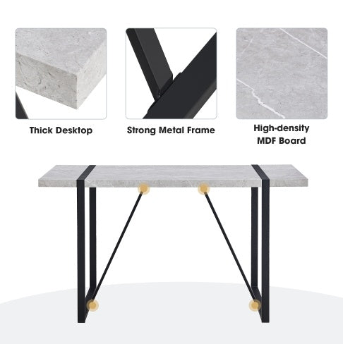 Mesa de comedor moderna, mesa de cocina de 55 pulgadas para 4 personas, mesa rectangular para comedor, oficina en casa, muebles de sala de estar, fácil montaje.
