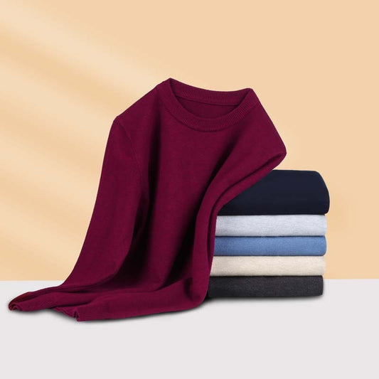 Suéter cálido de cuello redondo de color liso para hombre