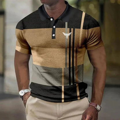 Polo de hombre de manga corta con estampado de cuadros y murciélagos