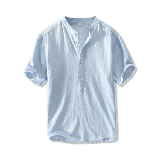 Camisa de lino estilo chino para hombre de verano