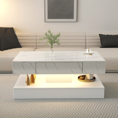 Mesa de centro LED de 17 cm de alto, moderna mesa de centro para sala de estar, mesas de salón, muebles grandes para sala de estar, luces LED