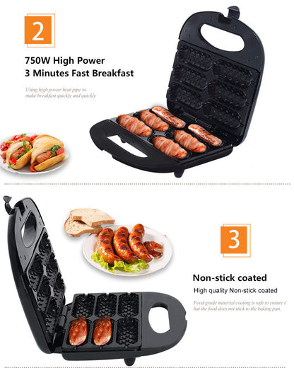 Máquina para freír salchichas asadas y perritos calientes en casa. Aparatos de cocina.