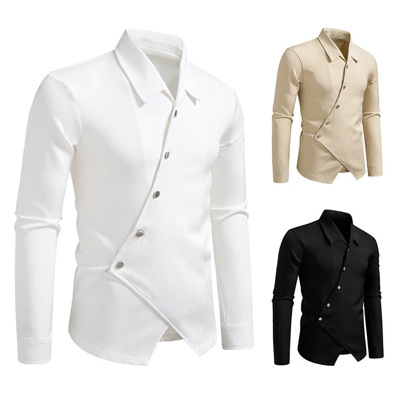 Camisa Ruan Handsome con tapeta oblicua y diseño moderno de alta gama para hombre