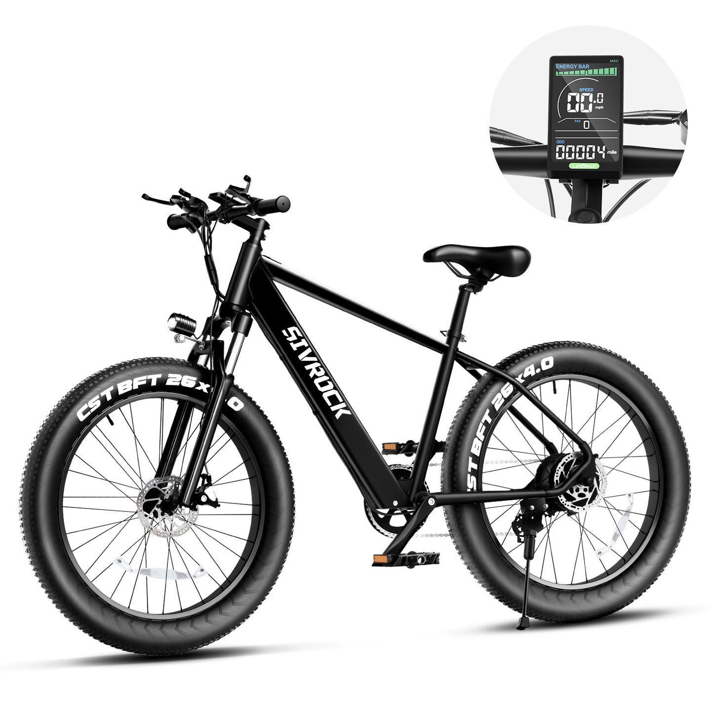 Bicicleta eléctrica profesional para adultos, 26 x 4 pulgadas, neumáticos anchos, motor de 1000 W, 48 V, 15 Ah, para trail, excursiones y desplazamientos diarios, con certificación UL y GCC.