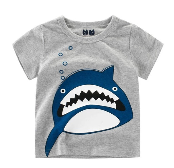 Camiseta de algodón para niños, nueva camiseta coreana de verano para niños, un tesoro para hombres en mangas cortas.