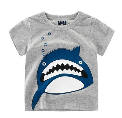 Camiseta de algodón para niños, nueva camiseta coreana de verano para niños, un tesoro para hombres en mangas cortas.
