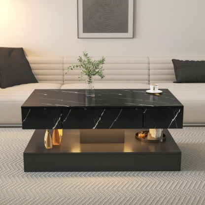 Mesa de centro LED de 17 cm de alto, moderna mesa de centro para sala de estar, mesas de salón, muebles grandes para sala de estar, luces LED