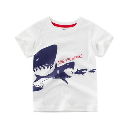 Camiseta de algodón para niños, nueva camiseta coreana de verano para niños, un tesoro para hombres en mangas cortas.
