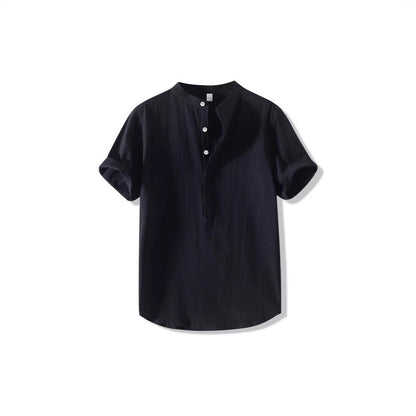Camisa de lino estilo chino para hombre de verano