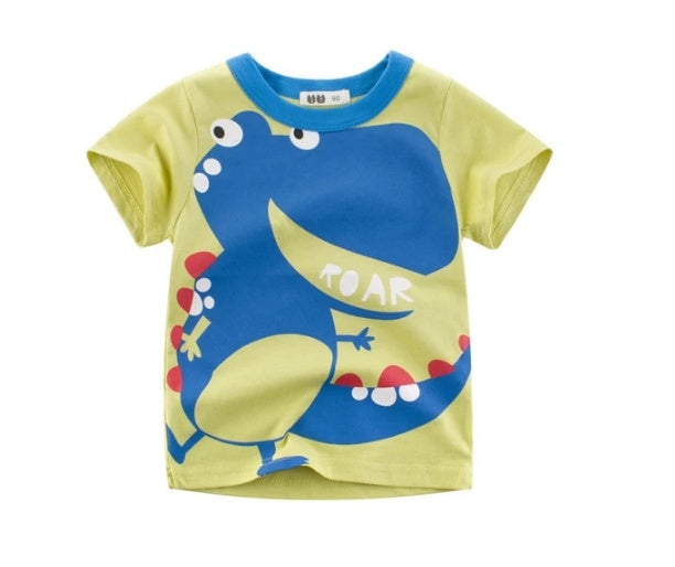 Camiseta de algodón para niños, nueva camiseta coreana de verano para niños, un tesoro para hombres en mangas cortas.
