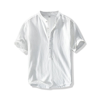 Camisa de lino estilo chino para hombre de verano
