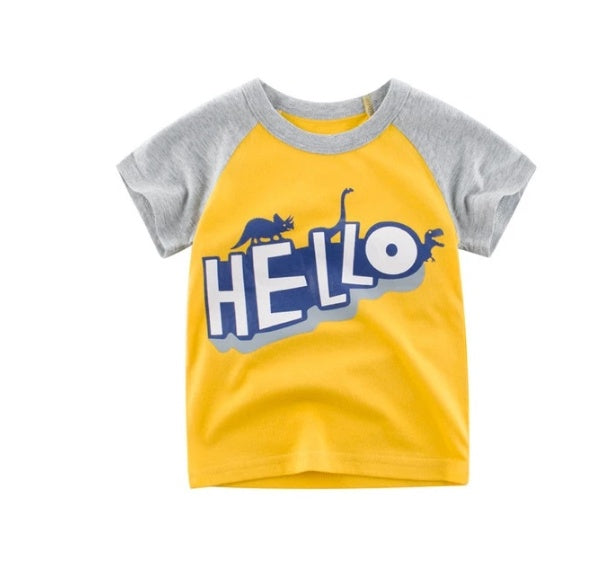 Camiseta de algodón para niños, nueva camiseta coreana de verano para niños, un tesoro para hombres en mangas cortas.
