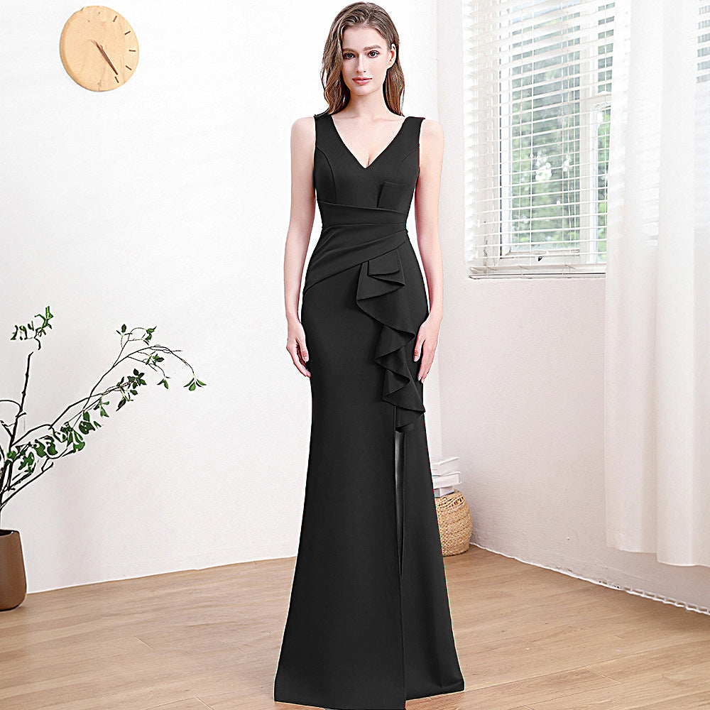 Vestido de noche para mujer de alta gama, elegante, sencillo y ligero, de lujo.