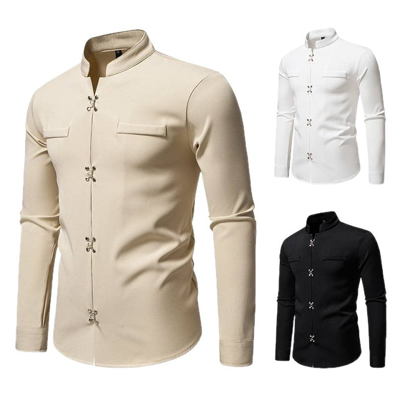 Camisa de manga larga para hombre nueva, elegante, informal, holgada, de alta calidad, estilo Ruan