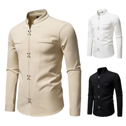 Camisa de manga larga para hombre nueva, elegante, informal, holgada, de alta calidad, estilo Ruan