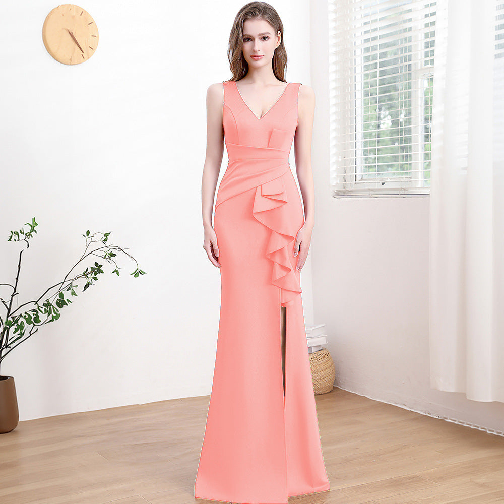 Vestido de noche para mujer de alta gama, elegante, sencillo y ligero, de lujo.