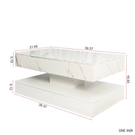 Mesa de centro LED de 17 cm de alto, moderna mesa de centro para sala de estar, mesas de salón, muebles grandes para sala de estar, luces LED