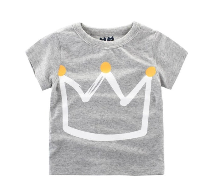 Camiseta de algodón para niños, nueva camiseta coreana de verano para niños, un tesoro para hombres en mangas cortas.