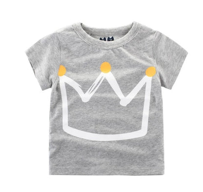 Camiseta de algodón para niños, nueva camiseta coreana de verano para niños, un tesoro para hombres en mangas cortas.