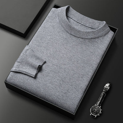 Suéter cálido de cuello redondo de color liso para hombre