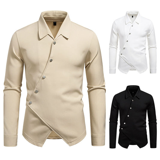 Camisa Ruan Handsome con tapeta oblicua y diseño moderno de alta gama para hombre