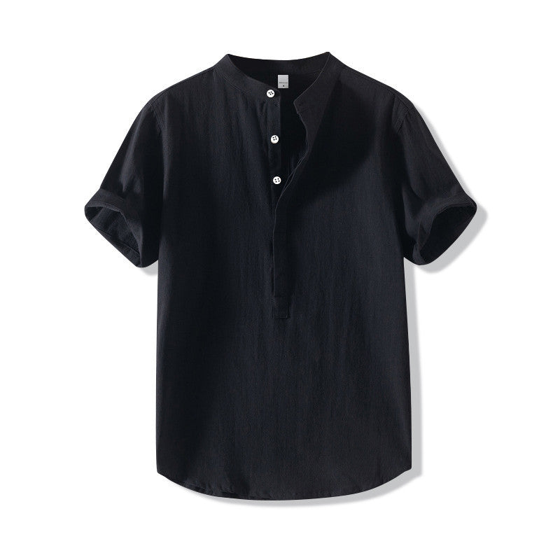 Camisa de lino estilo chino para hombre de verano