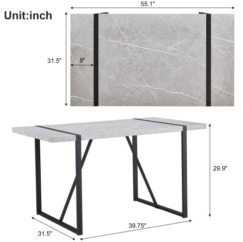 Mesa de comedor moderna, mesa de cocina de 55 pulgadas para 4 personas, mesa rectangular para comedor, oficina en casa, muebles de sala de estar, fácil montaje.