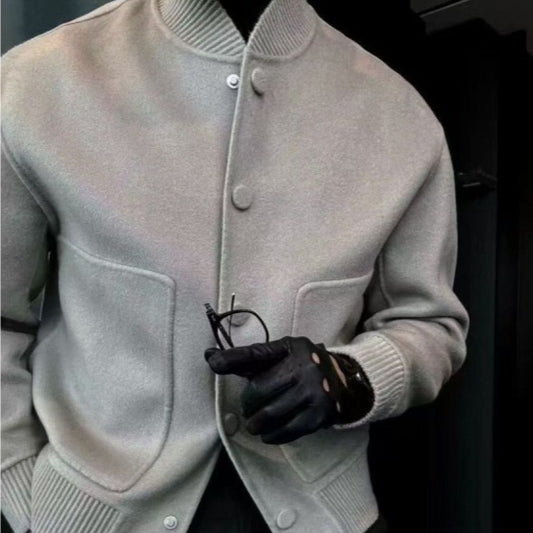 Chaqueta de abrigo moderna con cuello alto de color liso que combina con todo