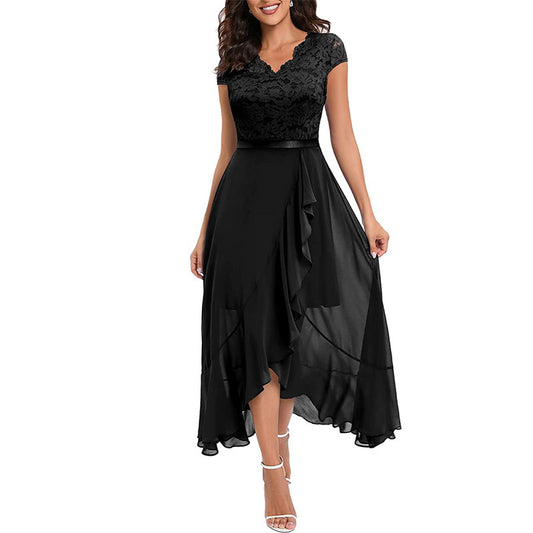 Nuevo y elegante vestido de fiesta de encaje, vestido de noche formal largo para mujer, vestido de dama de honor con bordado floral.