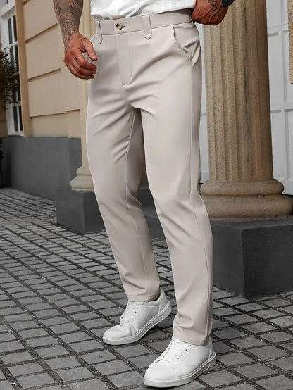Pantalones de negocios de color liso para hombre, pantalones casuales y versátiles