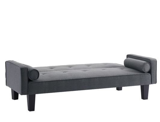Sofá de tela, sofá medieval de dos plazas con cojines, sofá capitoné con botones para sala de estar, diseño con tirador.