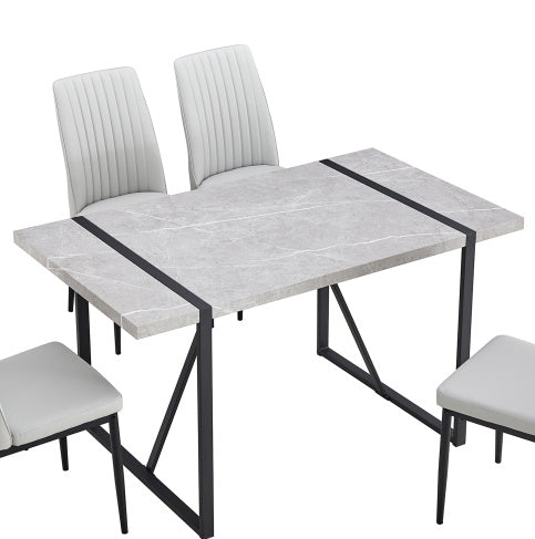 Mesa de comedor moderna, mesa de cocina de 55 pulgadas para 4 personas, mesa rectangular para comedor, oficina en casa, muebles de sala de estar, fácil montaje.