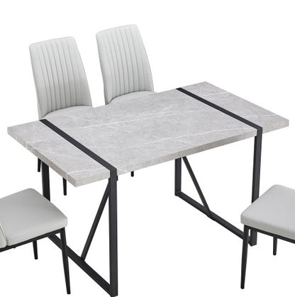 Mesa de comedor moderna, mesa de cocina de 55 pulgadas para 4 personas, mesa rectangular para comedor, oficina en casa, muebles de sala de estar, fácil montaje.