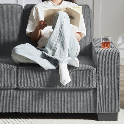 Sofá de pana 83.86, moderno sofá de 3 plazas, ideal para sala de estar, dormitorio y oficina.