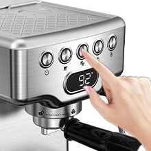 Cafetera expreso Geek Chef de 20 bares con espumador de leche para latte, capuchino y macchiato. Para uso doméstico. Depósito de agua de 1,8 l. Acero inoxidable.